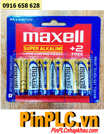 Pin Maxell LR6(GD) Vỉ 06viên, Pin AA 1.5v Super Alkaline Maxell LR6(GD) chính hãng (Loại vỉ 06 viên)